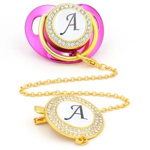 Accessori per ciuccio di lusso baby rosa porcellino porta 24 iniziali lettere bling neonato bpa bpa gratuito nuovo design baby shower regalo chupetes