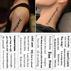 Trasferimento tatuatore impermeabile temporaneo adesivo tatuaggio di tatuaggio lettera inglese Personalità falsa tatuaggio tatto da donna tatuaggio semi permanente tatuaggio 240427