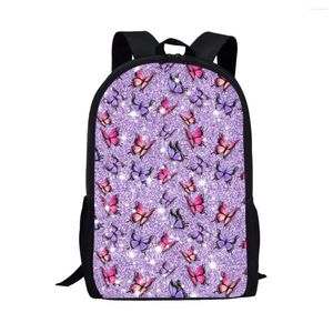 Backpack Beautiful Butterfly Purple Book Bags Pretty Insect Large Capacity Teenager School Bag Outdoor Travel Style Portable Student