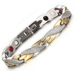 Energy Magnetic Bangle Gold Chain Germanium Bracelet Hologram Stainless Steel Grain Wedding Bracelets For Women Men Jewelry 75278393200784
