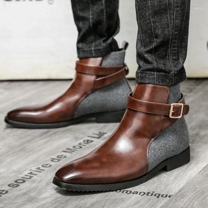 Scarpe eleganti autunno e stivali in pelle giuntura invernali grandi cortili set di piedi corti affari britannici formali lefu maschi p125