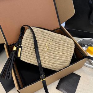 Luxurys Herren Raffias Lou Quaten Kamera Tasche Mode Frauen Clutch Designer Stroh Weave Umhängetasche Lady Tasche Handtasche Geldbörse Schlanzkrümmung Sling Crossbody Messenger Bags