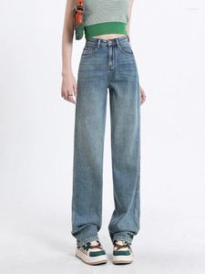 Jeans femminile da donna donna alta pantaloni in denim ad alta vita pantaloni da streetwear coreano Lady Lady Leg -gambe Casual Legne Y2K Vintage Blue