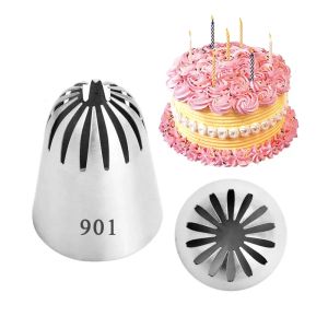 Moldes Fechar o bico de tubulação de estrela Creme de tamanho grande Dicas de cobertura de bolo Fondant Baking Tool Cupcake Decoration Aço inoxidável #901