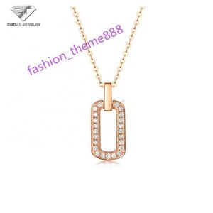 fine jewelry highend Custom jewelry 18k Pure Gold Square Diamond Jewelry Necklace Clavicle Chain Ladies