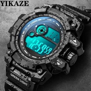 손목 시계 Yikaze Mens Led Digital Les 50mm 대형 방수 스포츠 날짜 군용 시계 전자 시계 Q240426