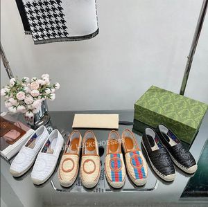 Vävd espadrilles sile kvinnors låsande g lofers platt raffia man klänning sko lyx designer toppkvalitet casual skor fabrikskor storlek 35-41 med låda