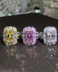 Bröllopsringar 925 Sterling Silver 3 Color Pink Yellow White Cz Zircon Stone For Women Fashion Engagement Jewelry8294428