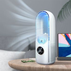 Bladeless Fan Portable Air Conditioner LED Display Desktop Fanless Blade Cooler Cooling Tower for Office Bedroom 240422