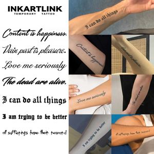 Tattoo Transfer Inspirational English temporary tattoo sticker waterproof magic tattoo lasts to 15 days fake tattoo semi permanent tattoo 240426