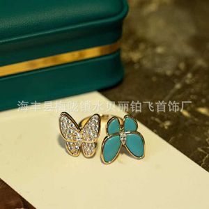 Original Hot Selling V-Gold Material Butterfly Turquoise Open Ring kapabel och generös högkvalitativ med logotyp