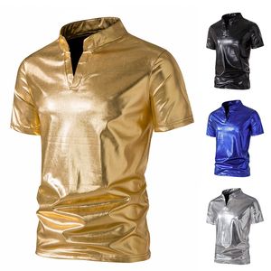 Sump's Sump's Solid Glossy Shirt Shirt Shirt Lavana Nightclub Policestro polo traspirante Taglietta S-2xl S-2xl