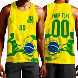 Herren -Tanktops Brasilien Flagge Karte 3D gedruckt Top für Männer Kleidung