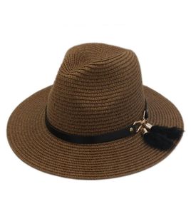 Plast Straw Chapeau Unisex Spring Summer Party Street Outdoor Beach Sunhat Wide Floppy Brim Cap Panama Lover Top Hat With Belt B4763472