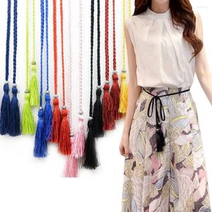 Belts Women Braided Waist Belt Chinese Style Tassel Thin Colorful Female Knot Decorated Waistband Rope Hair Accessories