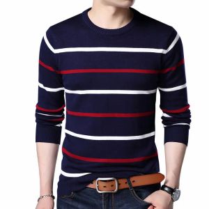 Sigtificati 2024 Nuovi uomini pullover marca abbigliamento marca inverno inverno colletto rotondo slim fit maschile maschere a strisce a strisce casual maschi