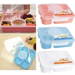 Бенто коробки японской детской ланч -коробки с портативным контейнером для пищи с утечками и пластиковой микроволновой печью Q240427