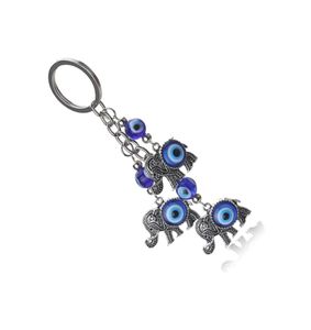 FashionNew Fashion Evil Eye Elephant Schlüsselbund Trendy Metal Blue Evil Eye Animal Keychain Anhänger für Frauen Männer Key Ring8176026