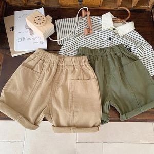 ズボンの子供の服すべてすべてマッチカジュアルな薄い弾性ウエストパンツ2024夏の男の子韓国スタイルのソリッドカラーシンプルな貨物ショーツ