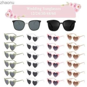 Sunglasses 12-60 pairs of heart-shaped sunglasses for wedding discounts single guests for parties brides maids grooms glasses for womenXW