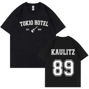 T-shirt maschile 2024 Rock Band Tokio Hotel Kaulitz Mens Fashion Fashion T-shirt T-shirt a maniche corta T-shirt Hip Hop Punk Street Clothing Mens Top J240426