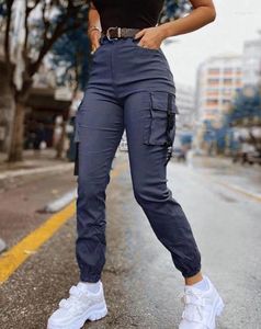 Women's Pants Long Pocket Design Daily Work 2024 Fashion Slim Fit Cuffed High Waist Skinny Elegant Commuting Casual Cargo