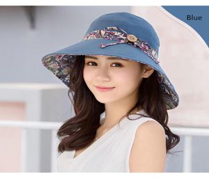 Frauen modische faltbare Strandhut mit Bowknot sommerweitkrempig Blumenkappe UV Schutz Sonnenhuh4299305