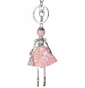 Keychains HOCOLE Fashion Crystal Cute Doll Rhinestone Key Ring Chain Bag Charms Car Pendant For Women Handbag Keyrings2523579