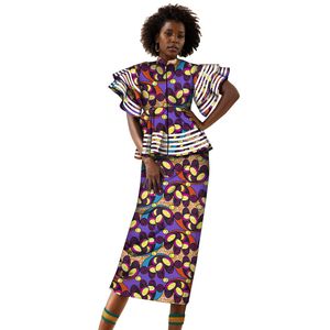 Afrikanska kvinnliga kjol Set Crop Top och kjol Afrikanska kläder Bra sykvinnor kostymer WY4864
