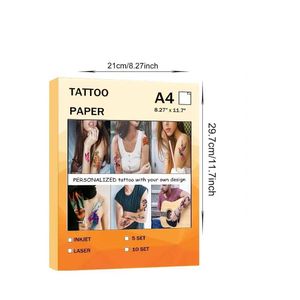 H8fu Tattoo Transfer A4 Art Tattoos Papier DIY Wodoodporne TETATOO PAPIERY SKÓRY Z DRUKI LUB LASIROWE DLA TATOO MĘŻCZYK