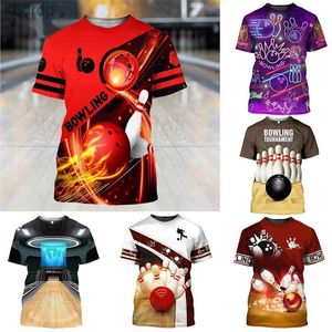 Herren T-Shirts Mode Bowling Ball Printed Mens Outdoor Sports T-Shirt Unisex Casual O-Neck kurzärmelig Y2K Hip Hop Harajuku Übergroße Topxw