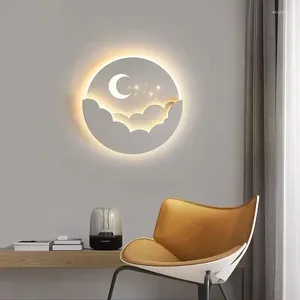 Lâmpada de parede LED Cloud Stars Moon for Bedroom Borno Children's Children Kids Creative TV Background Stairway Fellow Pinging Light