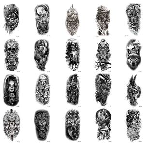 Перенос татуировки 20 шт./Setwaterpropet Themary Fake Tattoo Stickwater Transfer DecalsDark Skull Owl Tiger Wolfcool Beauty Makeup Body Art 240427