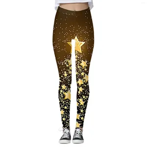 Leggings femininos de Natal Impresso para mulheres Partido de corrida Slim Fit Pants Athletic Push Up Stretch Femninia Tights