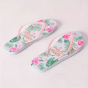 Casual Shoes Women's Floral Print Flip Flops Lightweight Summer Flat Slide Outdoor Beach Slides For Holiday