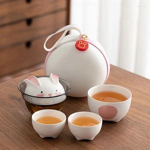 Conjuntos de Teaware 1 conjunto de chá portátil de viagem ao ar livre de bule de chá simples de bule de chá rápido Presente de férias de xícara de férias