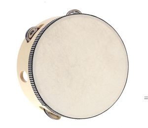 Drum 6 inches Tambourine Bell Hand Held Tambourine Birch Metal Jingles Kids School Musical Toy KTV Party Percussion Toy CCE121671669785