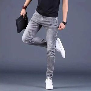 Men's Jeans Mens Pants Korean Style Designer New Kpop Slim Fit for Men High-End Autumn Denim with Stretch Cotton Trousers Q240427