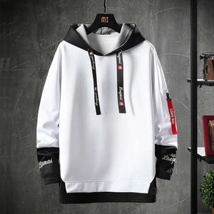 Sweatshirts Mens Hoodies Sweatshirts Street Mens Hoodie Långärmad hoodie blixtlås Brev band lapp arbete tröja harajuku casual hoodie mens bär 240425