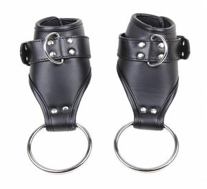 Fetisch bdsm bondage återhållsamhet dörr svängande hang pu läder handbojor hängande hand handled manschett vuxna sex leksaker för par6387359