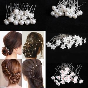 20pcs Bridal U-förmige Pin Pin Metall Barrette Clip Haarnadeln Strass Pearl Women Hair Accessoires Hochzeit Friseur Design-Werkzeuge