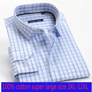 Men's Dress Shirts Arrival Spring Autumn Men Formal Extra Large Cotton Long Sleeve High Quality Plus Size 3XL-7XL 8XL 9XL 10XL 12XL