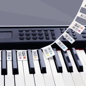 Tangentbord Piano Notes Guide med ruta för nybörjare, silikon återanvändbar 88Key Full storlek borttagbar pianotangentbrädor Etiketter för lärande