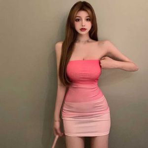 Urban Sexy Dresses One-shoulder Pure Desire Tube Top Dress Fe Summer Short Skirt Hot Girl Tight-fitting Hip Skirt d240427