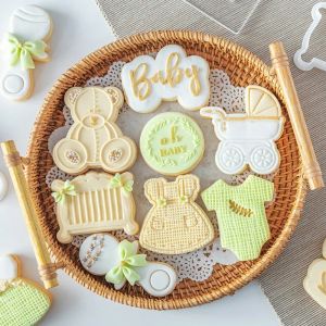 Moldes acrílico Baby Birthday Cookie Carimbo do chá de bebê em relevo o fondante de fondant craft fondante foodie fofo