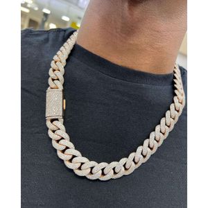 Custom Luxury Design Moissanite Hip Hop Style Jewelry 925 Silvery Gold Plated Miami Link Chain Necklace for Ropper