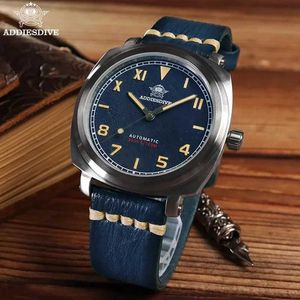 Wristwatches ADDIESDIVE Retro NH35A Sapphire Glass Automatic Mechanical M Diving Mens Wrist Classic Leather Super Glow ES Q240426