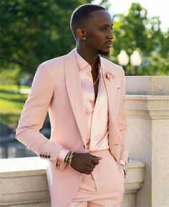 Jackor Pink Mens Suits Wedding Tuxedos 2 Pieces Brudgum Formal Wear Suit Män