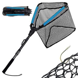 Accessories Foldable Triangle Floating Fishing Net Rubber Coated Landing Net Pole Easy Catch&release Telescopic Sea Fishing Accessory