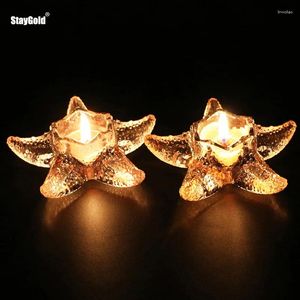 Titulares de vela Staygold Glass Candlestick Starfish El Bar Decor de casa Luz de festas de casamento criativo para festa de lanterna